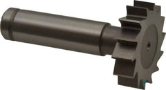 Made in USA - 1-1/4" Diam x 5/16" Face Width, Cobalt, 14 Teeth, Shank Connection Woodruff Keyseat Cutter - Uncoated, 2-5/16" OAL x 1/2" Shank, Straight Teeth, ANSI 1010, Old Standard D - Industrial Tool & Supply