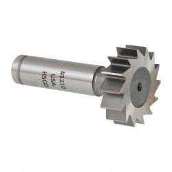 Made in USA - 1-1/4" Diam x 3/8" Face Width, Cobalt, 14 Teeth, Shank Connection Woodruff Keyseat Cutter - Uncoated, 2-3/8" OAL x 1/2" Shank, Straight Teeth, ANSI 1210, Old Standard E - Industrial Tool & Supply