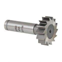 Made in USA - 1-1/4" Diam x 3/8" Face Width, Cobalt, 14 Teeth, Shank Connection Woodruff Keyseat Cutter - Uncoated, 2-3/8" OAL x 1/2" Shank, Straight Teeth, ANSI 1210, Old Standard E - Industrial Tool & Supply