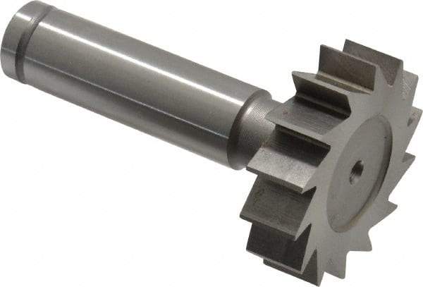 Made in USA - 1-3/8" Diam x 3/8" Face Width, Cobalt, 14 Teeth, Shank Connection Woodruff Keyseat Cutter - Uncoated, 2-3/8" OAL x 1/2" Shank, Straight Teeth, ANSI 1211, Old Standard F - Industrial Tool & Supply