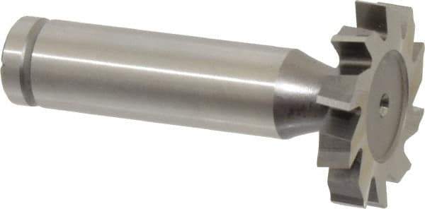 Made in USA - 1-1/8" Diam x 3/16" Face Width, Cobalt, 10 Teeth, Shank Connection Woodruff Keyseat Cutter - Uncoated, 2-3/16" OAL x 1/2" Shank, Staggered Teeth, ANSI 609, Old Standard 16 - Industrial Tool & Supply