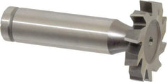 Made in USA - 1-1/8" Diam x 3/16" Face Width, Cobalt, 10 Teeth, Shank Connection Woodruff Keyseat Cutter - Uncoated, 2-3/16" OAL x 1/2" Shank, Staggered Teeth, ANSI 609, Old Standard 16 - Industrial Tool & Supply