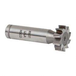 Made in USA - 7/8" Diam x 1/4" Face Width, Cobalt, 10 Teeth, Shank Connection Woodruff Keyseat Cutter - Uncoated, 2-1/4" OAL x 1/2" Shank, Staggered Teeth, ANSI 807, Old Standard A - Industrial Tool & Supply