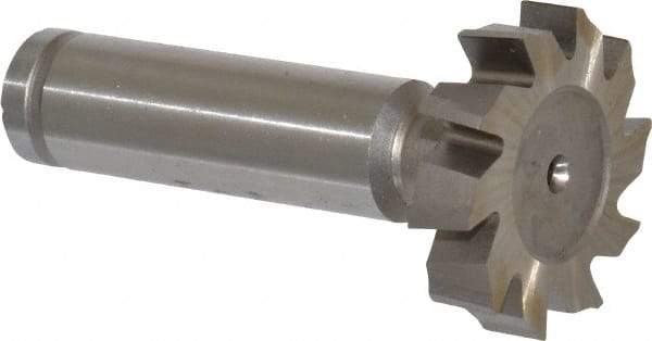Made in USA - 1-1/8" Diam x 1/4" Face Width, Cobalt, 10 Teeth, Shank Connection Woodruff Keyseat Cutter - Uncoated, 2-1/4" OAL x 1/2" Shank, Staggered Teeth, ANSI 809, Old Standard 18 - Industrial Tool & Supply