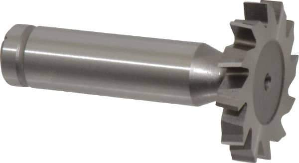 Made in USA - 1-1/4" Diam x 3/16" Face Width, Cobalt, 12 Teeth, Shank Connection Woodruff Keyseat Cutter - Uncoated, 2-3/16" OAL x 1/2" Shank, Staggered Teeth, ANSI 610, Old Standard 19 - Industrial Tool & Supply