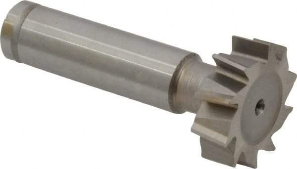 Made in USA - 1" Diam x 5/16" Face Width, Cobalt, 10 Teeth, Shank Connection Woodruff Keyseat Cutter - Uncoated, 2-5/16" OAL x 1/2" Shank, Staggered Teeth, ANSI 1008, Old Standard B - Industrial Tool & Supply