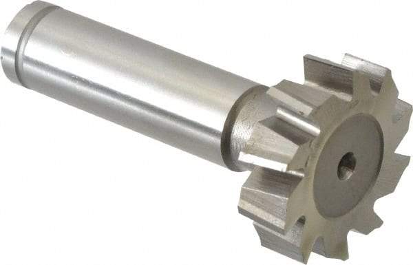 Made in USA - 1-1/8" Diam x 5/16" Face Width, Cobalt, 10 Teeth, Shank Connection Woodruff Keyseat Cutter - Uncoated, 2-5/16" OAL x 1/2" Shank, Staggered Teeth, ANSI 1009, Old Standard C - Industrial Tool & Supply