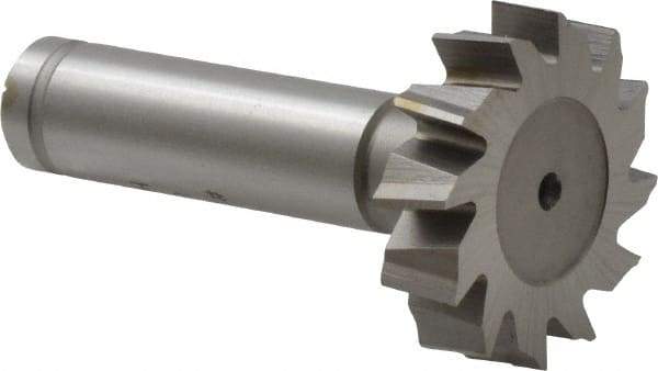 Made in USA - 1-1/4" Diam x 5/16" Face Width, Cobalt, 14 Teeth, Shank Connection Woodruff Keyseat Cutter - Uncoated, 2-5/16" OAL x 1/2" Shank, Staggered Teeth, ANSI 1010, Old Standard D - Industrial Tool & Supply