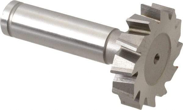 Made in USA - 1-3/8" Diam x 5/16" Face Width, Cobalt, 12 Teeth, Shank Connection Woodruff Keyseat Cutter - Uncoated, 2-5/16" OAL x 1/2" Shank, Staggered Teeth, ANSI 1011, Old Standard 23 - Industrial Tool & Supply