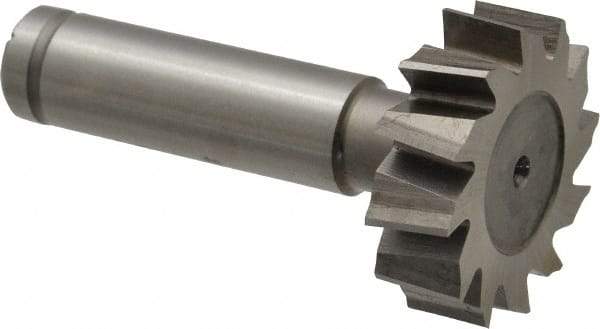 Made in USA - 1-1/4" Diam x 3/8" Face Width, Cobalt, 12 Teeth, Shank Connection Woodruff Keyseat Cutter - Uncoated, 2-3/8" OAL x 1/2" Shank, Staggered Teeth, ANSI 1210, Old Standard E - Industrial Tool & Supply