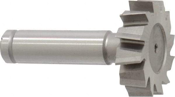 Made in USA - 1-3/8" Diam x 3/8" Face Width, Cobalt, 12 Teeth, Shank Connection Woodruff Keyseat Cutter - Uncoated, 2-3/8" OAL x 1/2" Shank, Staggered Teeth, ANSI 1211, Old Standard F - Industrial Tool & Supply