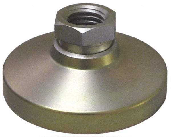 Gibraltar - 907 kg Capacity, M24 Thread, 47.6mm OAL, Steel Stud, Tapped Pivotal Socket Mount Leveling Pad - 101mm Base Diam, Rubber Pad, 35mm Hex - Industrial Tool & Supply