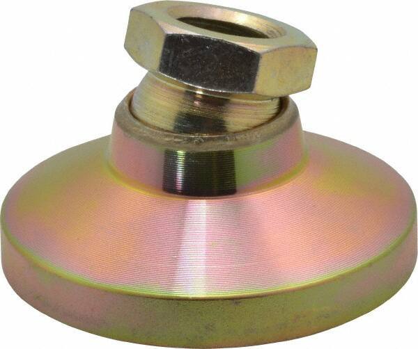 Gibraltar - 5000 Lb Capacity, 1/2-13 Thread, 1-1/8" OAL, Zinc Stud, Tapped Pivotal Socket Mount Leveling Mount - 1-7/8" Base Diam, Zinc Pad, 3/4" Hex - Industrial Tool & Supply