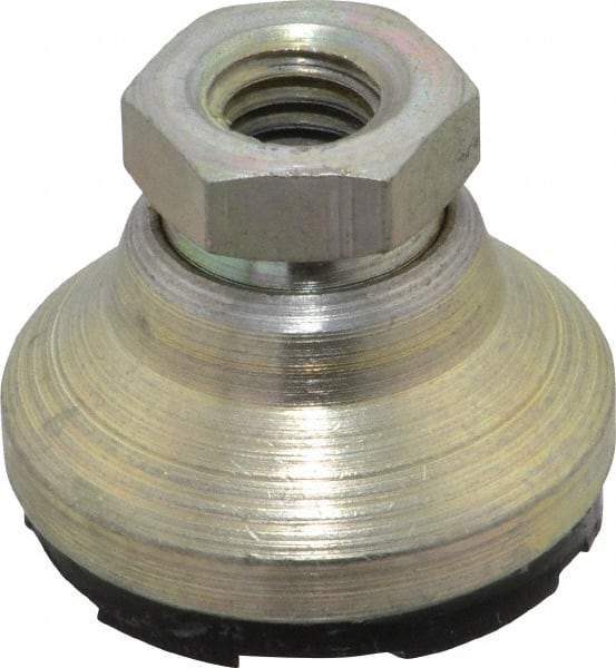 Gibraltar - 2800 Lb Capacity, 3/8-16 Thread, 7/8" OAL, Zinc Stud, Tapped Pivotal Socket Mount Leveling Mount - 1-1/4" Base Diam, Steel Pad, 5/8" Hex - Industrial Tool & Supply