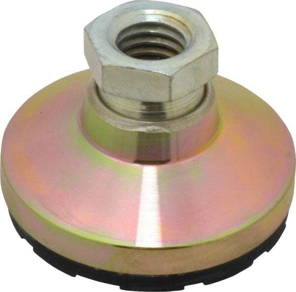 Gibraltar - 3750 Lb Capacity, 1/2-13 Thread, 1-1/8" OAL, Zinc Stud, Tapped Pivotal Socket Mount Leveling Mount - 1-7/8" Base Diam, Steel Pad, 3/4" Hex - Industrial Tool & Supply