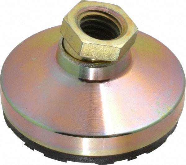 Gibraltar - 4500 Lb Capacity, 5/8-11 Thread, 1-1/4" OAL, Zinc Stud, Tapped Pivotal Socket Mount Leveling Mount - 2-1/2" Base Diam, Steel Pad, 7/8" Hex - Industrial Tool & Supply