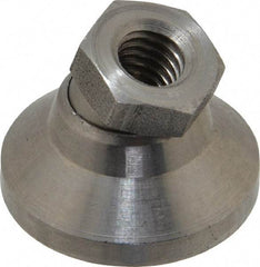 Gibraltar - 3750 Lb Capacity, 3/8-16 Thread, 7/8" OAL, Stainless Steel Stud, Tapped Pivotal Socket Mount Leveling Mount - 1-1/4" Base Diam, Stainless Steel Pad, 5/8" Hex - Industrial Tool & Supply