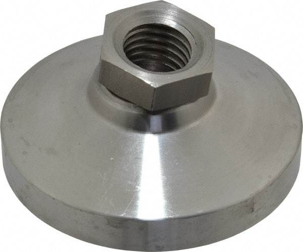 Gibraltar - 7400 Lb Capacity, 3/4-10 Thread, 1-1/2" OAL, Stainless Steel Stud, Tapped Pivotal Socket Mount Leveling Mount - 3" Base Diam, Stainless Steel Pad, 1-1/16" Hex - Industrial Tool & Supply