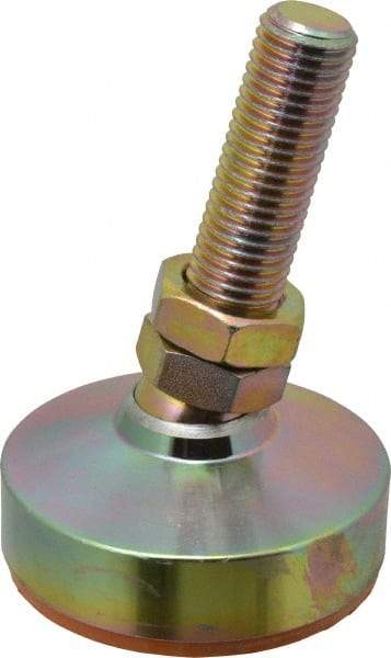 Gibraltar - 11800 Lb Capacity, 1-8 Thread, 6" OAL, Zinc Stud, Studded Socket Mount Leveling Mount - 3-1/2" Stud Length, 4" Base Diam, Zinc Pad, 1-3/8" Hex - Industrial Tool & Supply