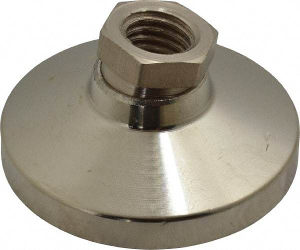 Gibraltar - 6000 Lb Capacity, 5/8-11 Thread, 1-1/4" OAL, Steel Stud, Tapped Pivotal Socket Mount Leveling Mount - 2-1/2" Base Diam, Steel Pad, 7/8" Hex - Industrial Tool & Supply