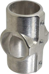 Hollaender - 1-1/2" Pipe, Cross-E, Aluminum Alloy Cross Pipe Rail Fitting - Bright Finish - Industrial Tool & Supply