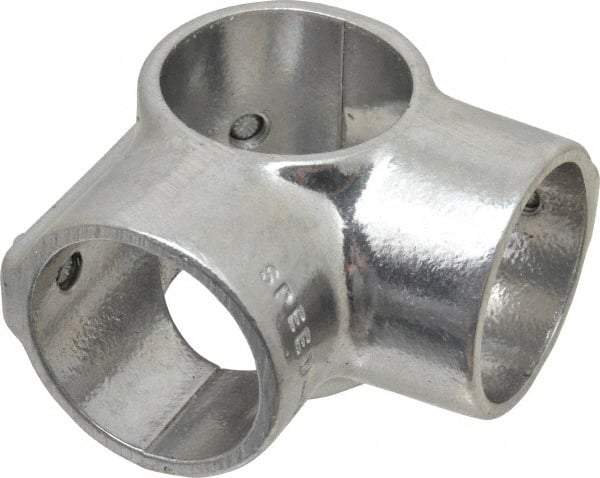 Hollaender - 1-1/2" Pipe, Side Outlet Tee-E, Aluminum Alloy Tee Pipe Rail Fitting - Bright Finish - Industrial Tool & Supply