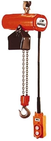 CM - 1/4 Ton Capacity, 12 FPM Lift Speed, Hook Mounted Hoist - 0.167 Output hp, 10' Max Lift, 11-1/16" Min Headroom, 1 Chain - Industrial Tool & Supply