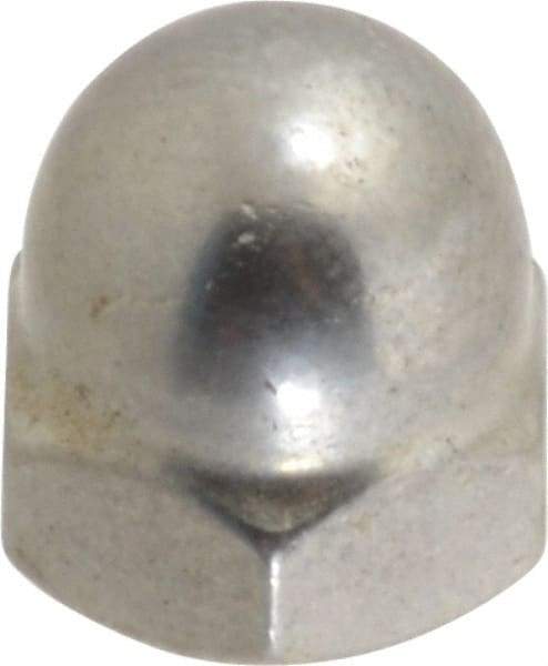 Value Collection - #10-32 UNF, 3/8" Width Across Flats, Uncoated, Stainless Steel Acorn Nut - 25/64" Overall Height, Grade 18-8 - Industrial Tool & Supply