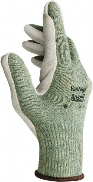 Ansell - Size 2XL (11), ANSI Cut Lvl 4, Abrasion Lvl 5, Leather Cut Resistant Gloves - Kevlar/Poly/Cotton Lining, Knit Wrist, Gray, Paired - Industrial Tool & Supply