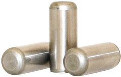 Value Collection - 8mm Diam x 40mm Pin Length 316 Stainless Steel Standard Dowel Pin - Bright Finish, 1 Rounded End - Industrial Tool & Supply
