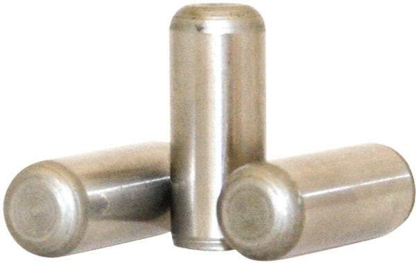 Value Collection - 3mm Diam x 12mm Pin Length 316 Stainless Steel Standard Dowel Pin - Bright Finish, 1 Rounded End - Industrial Tool & Supply