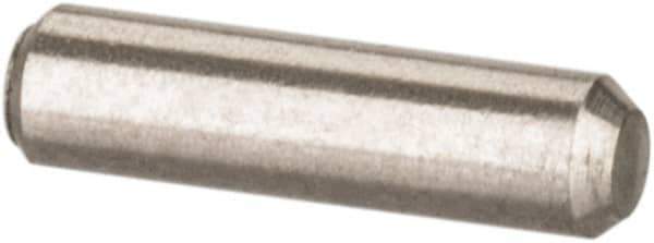 Value Collection - 1/16" Diam x 1/4" Pin Length 316 Stainless Steel Standard Dowel Pin - Bright Finish, 2 Beveled End - Industrial Tool & Supply