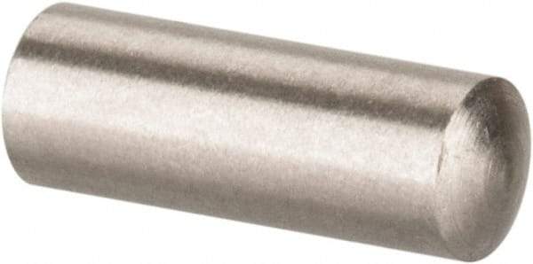 Value Collection - 3mm Diam x 8mm Pin Length 316 Stainless Steel Standard Dowel Pin - Bright Finish, 1 Rounded End - Industrial Tool & Supply