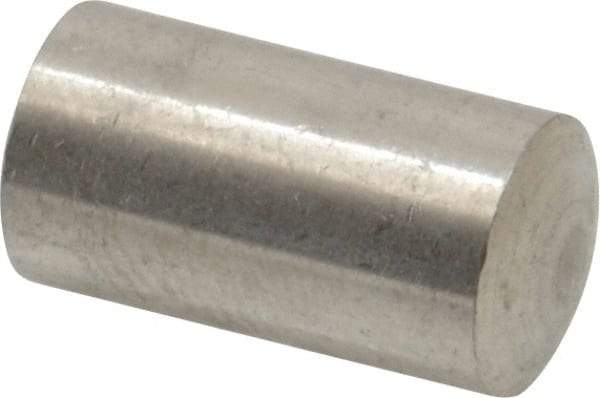 Value Collection - 8mm Diam x 14mm Pin Length 316 Stainless Steel Standard Dowel Pin - Bright Finish, 1 Rounded End - Industrial Tool & Supply