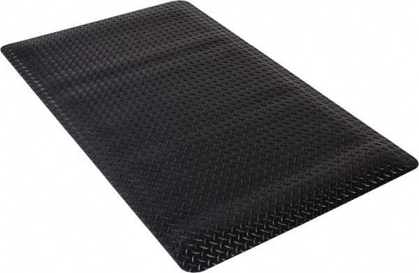 PRO-SAFE - 5' Long x 3' Wide, Dry Environment, Anti-Fatigue Matting - Black, Vinyl with Vinyl Sponge Base, Beveled on 4 Sides - Industrial Tool & Supply