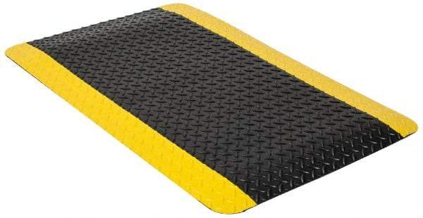 PRO-SAFE - 3' Long x 4' Wide, Dry Environment, Anti-Fatigue Matting - Black & Yellow, Vinyl with Vinyl Sponge Base, Beveled on 4 Sides - Industrial Tool & Supply