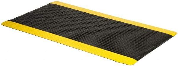PRO-SAFE - 5' Long x 3' Wide, Dry Environment, Anti-Fatigue Matting - Black with Yellow Borders, Vinyl with Vinyl Sponge Base, Beveled on 4 Sides - Industrial Tool & Supply