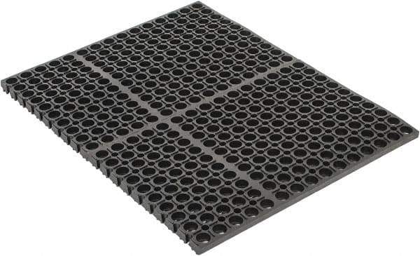 PRO-SAFE - 2' Long, Dry/Wet Environment, Anti-Fatigue Matting - Black, SBR Rubber with Rubber Base - Industrial Tool & Supply
