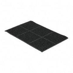 PRO-SAFE - 3' Long x 2' Wide, Dry/Wet Environment, Anti-Fatigue Matting - Black, SBR Rubber with Rubber Base - Industrial Tool & Supply