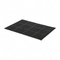 PRO-SAFE - 4' Long x 3' Wide, Dry/Wet Environment, Anti-Fatigue Matting - Black, SBR Rubber with Rubber Base - Industrial Tool & Supply