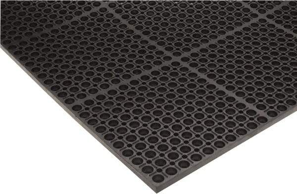PRO-SAFE - 5' Long x 3' Wide, Dry/Wet Environment, Anti-Fatigue Matting - Black, SBR Rubber with Rubber Base - Industrial Tool & Supply