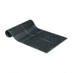 PRO-SAFE - 10' Long x 3' Wide, Dry/Wet Environment, Anti-Fatigue Matting - Black, Natural Rubber with Rubber Base - Industrial Tool & Supply