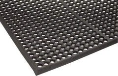 PRO-SAFE - 5' Long x 3' Wide, Dry/Wet Environment, Anti-Fatigue Matting - Black, Natural Rubber with Rubber Base - Industrial Tool & Supply