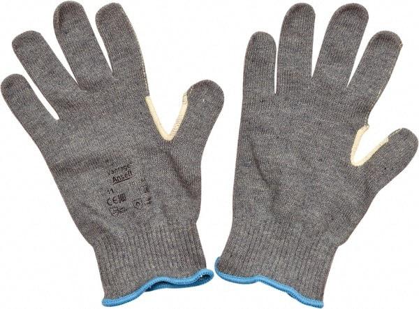 Ansell - Size 2XL (11), ANSI Cut Lvl 4, Abrasion Lvl 2, Kevlar/Polycotton Cut Resistant Gloves - Kevlar/Poly/Cotton Lining, Knit Wrist, Gray, Paired - Industrial Tool & Supply