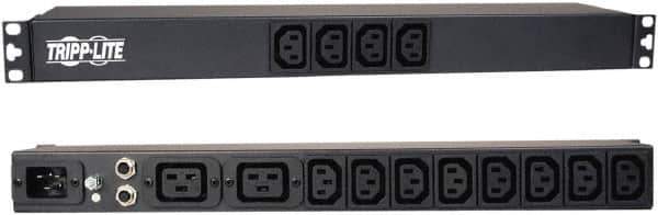 Tripp-Lite - 14 Outlets, 100/240 Volts, 20 Amps, 15' Cord, Power Outlet Strip - Rack Mount, C13/C19 NEMA Configuration, 19" Strip - Industrial Tool & Supply