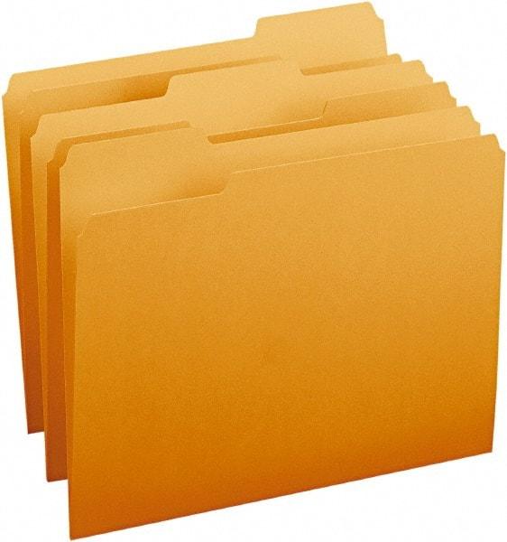 SMEAD - 8-1/2 x 11", Letter Size, Orange, File Folders with Top Tab - 11 Point Stock, Assorted Tab Cut Location - Industrial Tool & Supply