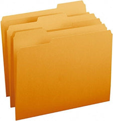 SMEAD - 8-1/2 x 11", Letter Size, Orange, File Folders with Top Tab - 11 Point Stock, Assorted Tab Cut Location - Industrial Tool & Supply