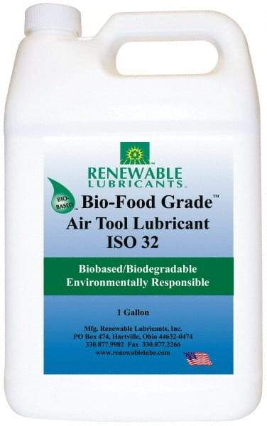 Renewable Lubricants - 1 Gal Bottle, ISO 32, Air Tool Oil - -20°F to 230°, 29.33 Viscosity (cSt) at 40°C, 7.34 Viscosity (cSt) at 100°C, Series Bio-Food Grade - Industrial Tool & Supply
