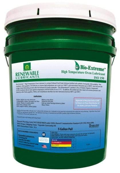 Renewable Lubricants - 5 Gal Pail Synthetic/Graphite Lubricant - White, -28°F to 2,000°F, Food Grade - Industrial Tool & Supply