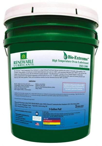 Renewable Lubricants - 5 Gal Pail Synthetic/Graphite Lubricant - White, -28°F to 2,000°F, Food Grade - Industrial Tool & Supply